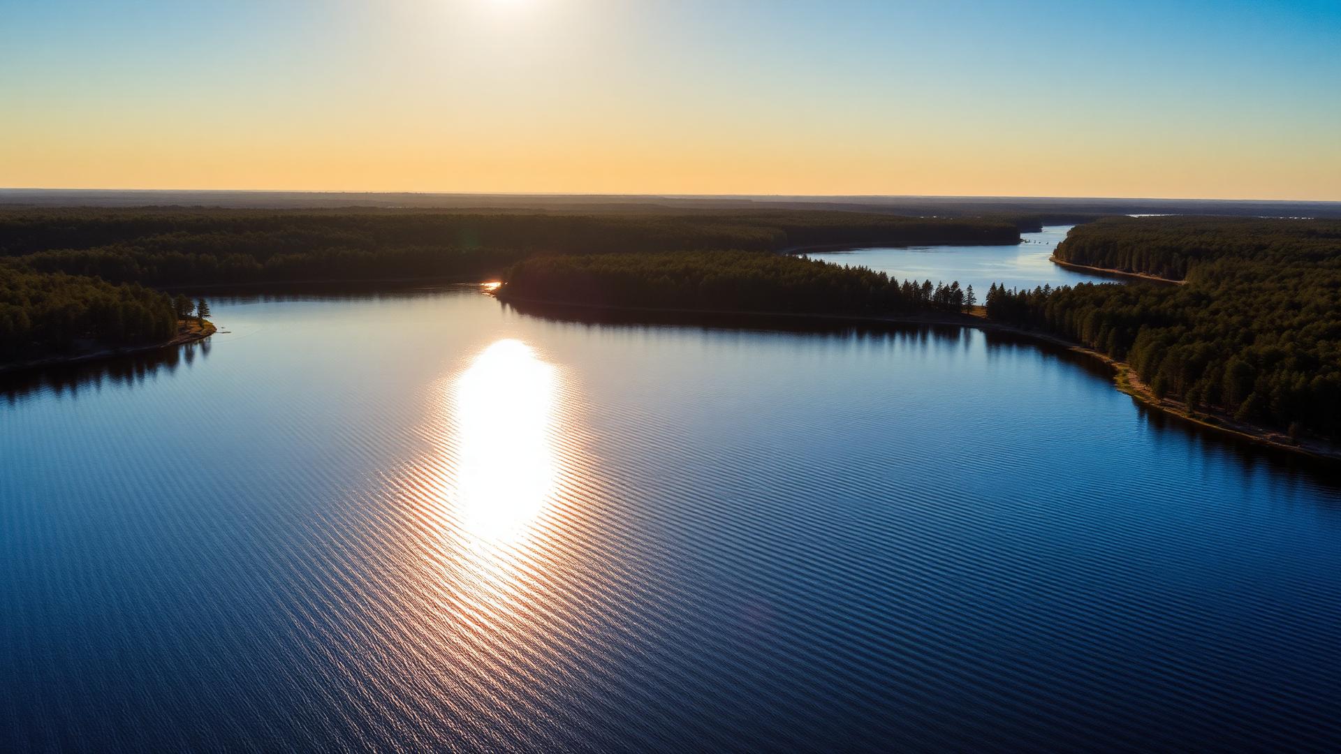 Central Michigan lake at golden hour